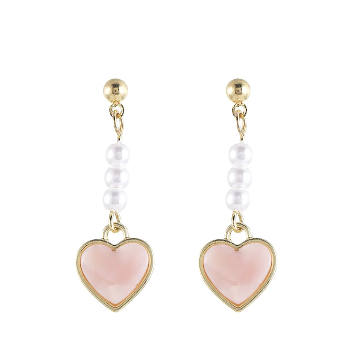 1 Pair Ig Style Sweet Heart Shape Pearl Alloy Drop Earrings