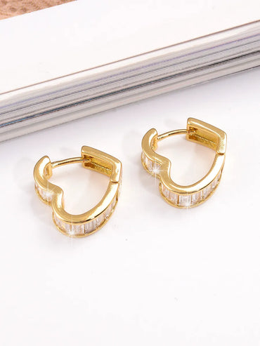 1 Pair Ig Style Sweet Heart Shape Plating Inlay Copper Zircon 18k Gold Plated Earrings