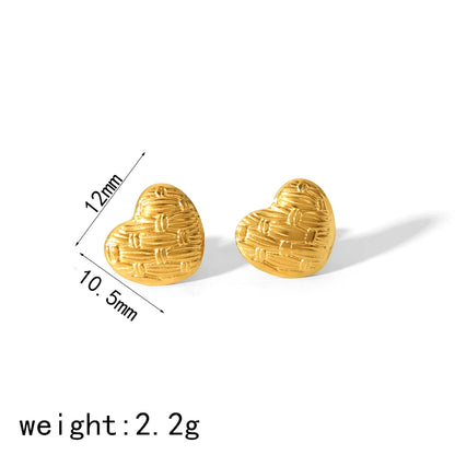 1 Pair IG Style Sweet Heart Shape Polishing Plating 304 Stainless Steel 18K Gold Plated Ear Studs