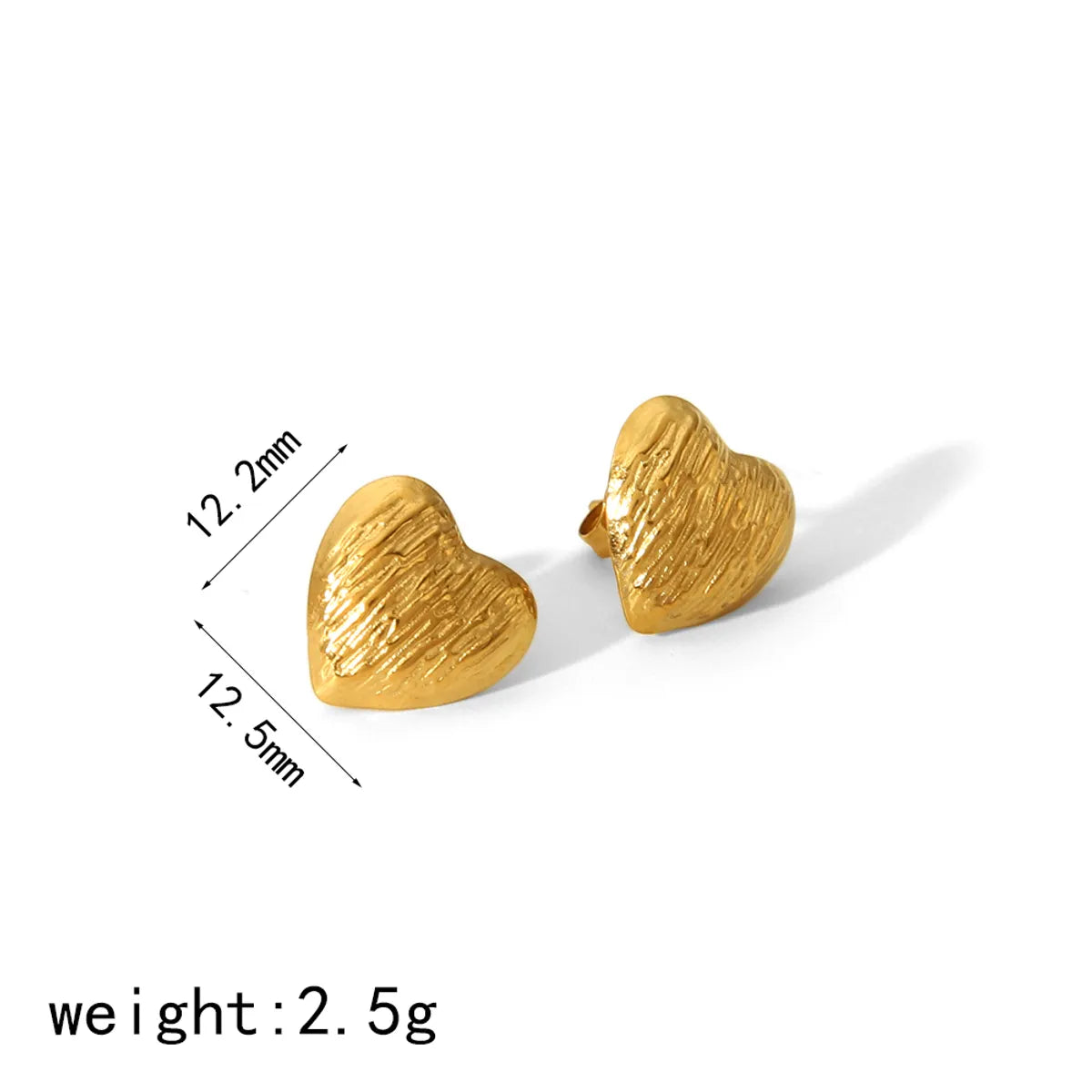 1 Pair IG Style Sweet Heart Shape Polishing Plating 304 Stainless Steel 18K Gold Plated Ear Studs