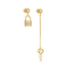 1 Pair Ig Style Sweet Key Lock Plating Inlay Sterling Silver Zircon 14k Gold Plated Rhodium Plated Drop Earrings