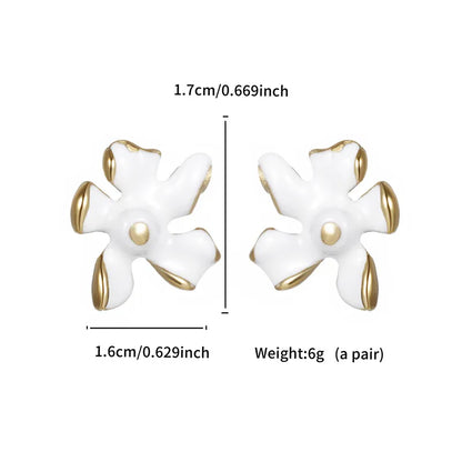 1 Pair IG Style Sweet Korean Style Flower Enamel Plating 304 Stainless Steel 14K Gold Plated Ear Studs