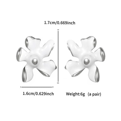 1 Pair IG Style Sweet Korean Style Flower Enamel Plating 304 Stainless Steel 14K Gold Plated Ear Studs