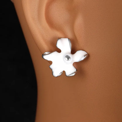 1 Pair IG Style Sweet Korean Style Flower Enamel Plating 304 Stainless Steel 14K Gold Plated Ear Studs