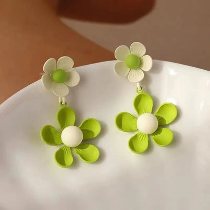 1 Pair IG Style Sweet Pastoral Flower Alloy Drop Earrings