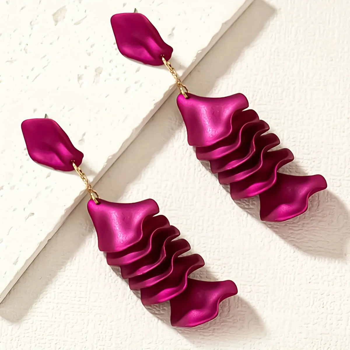 1 Pair IG Style Sweet Petal Plastic Drop Earrings