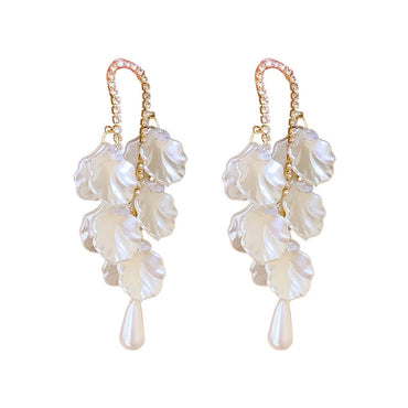 1 Pair Ig Style Sweet Petal Plating Inlay Alloy Rhinestones Drop Earrings