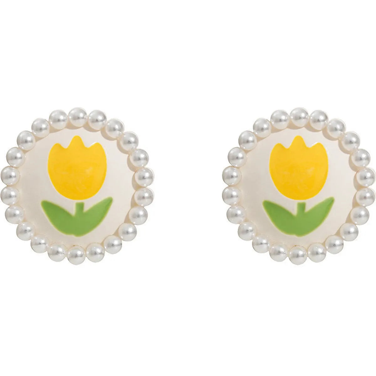 1 Pair IG Style Sweet Round Flower Plating Inlay Alloy Artificial Pearls Ear Studs