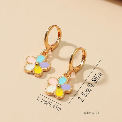 1 Pair IG Style Sweet Simple Style Flower Daisy Enamel Zinc Alloy K Gold Plated Drop Earrings