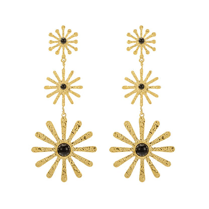 1 Pair IG Style Sweet Simple Style Leaves Flower Inlay 304 Stainless Steel Gem Drop Earrings