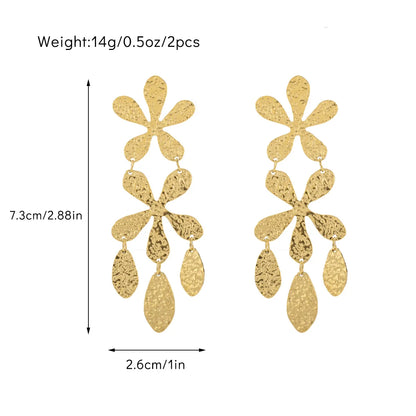 1 Pair IG Style Sweet Simple Style Leaves Flower Inlay 304 Stainless Steel Gem Drop Earrings