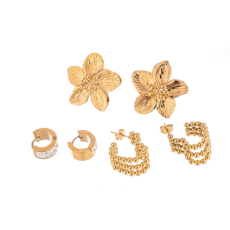 1 Pair IG Style Sweet U Shape Flower 304 Stainless Steel Earrings Ear Studs