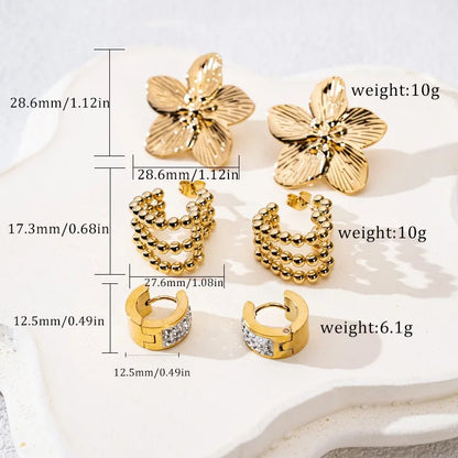 1 Pair IG Style Sweet U Shape Flower 304 Stainless Steel Earrings Ear Studs