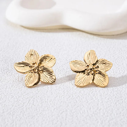 1 Pair IG Style Sweet U Shape Flower 304 Stainless Steel Earrings Ear Studs