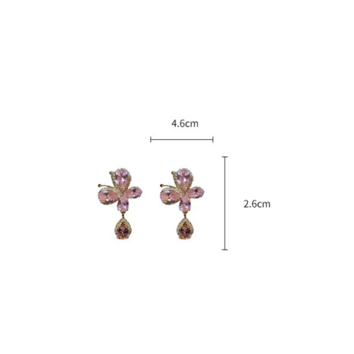 1 Pair IG Style Sweet Water Droplets Butterfly Inlay Copper Rhinestones Zircon Drop Earrings