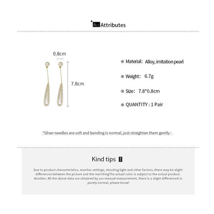 1 Pair IG Style Sweet Water Droplets Pearl Alloy Drop Earrings