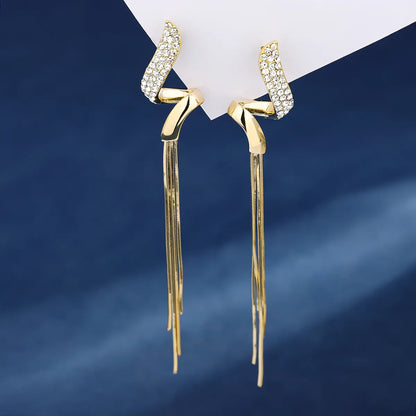 1 Pair IG Style Tassel Plating Inlay Copper Drop Earrings