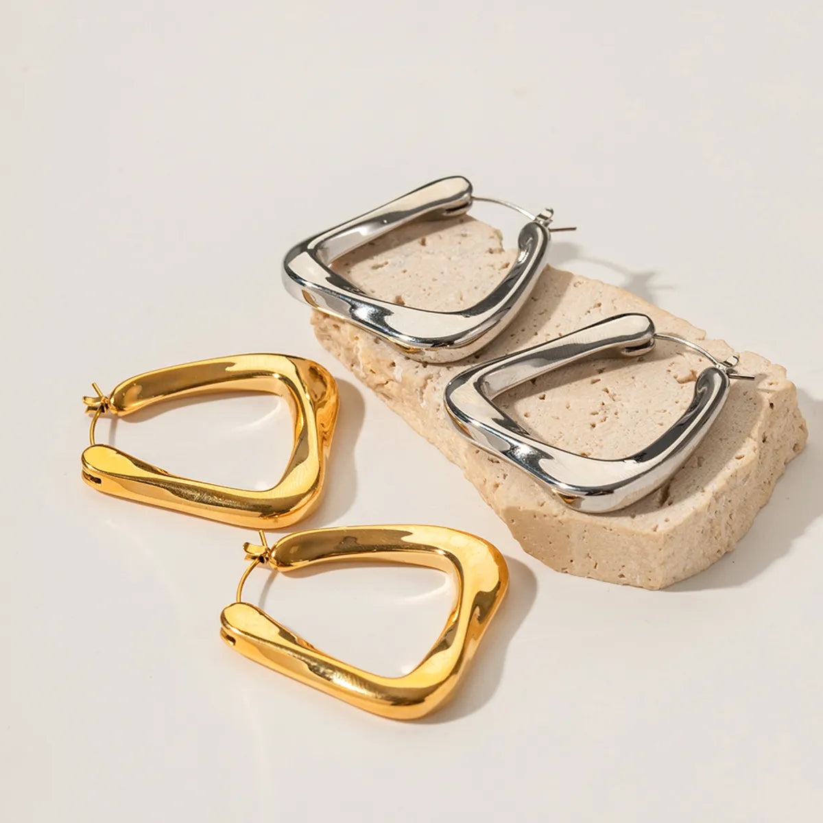 1 Pair IG Style Trapezoid Plating 316 Stainless Steel  Hoop Earrings