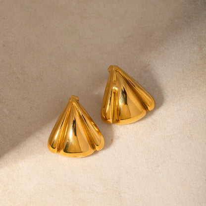 1 Pair IG Style Triangle Polishing Stainless Steel 18K Gold Plated Ear Studs