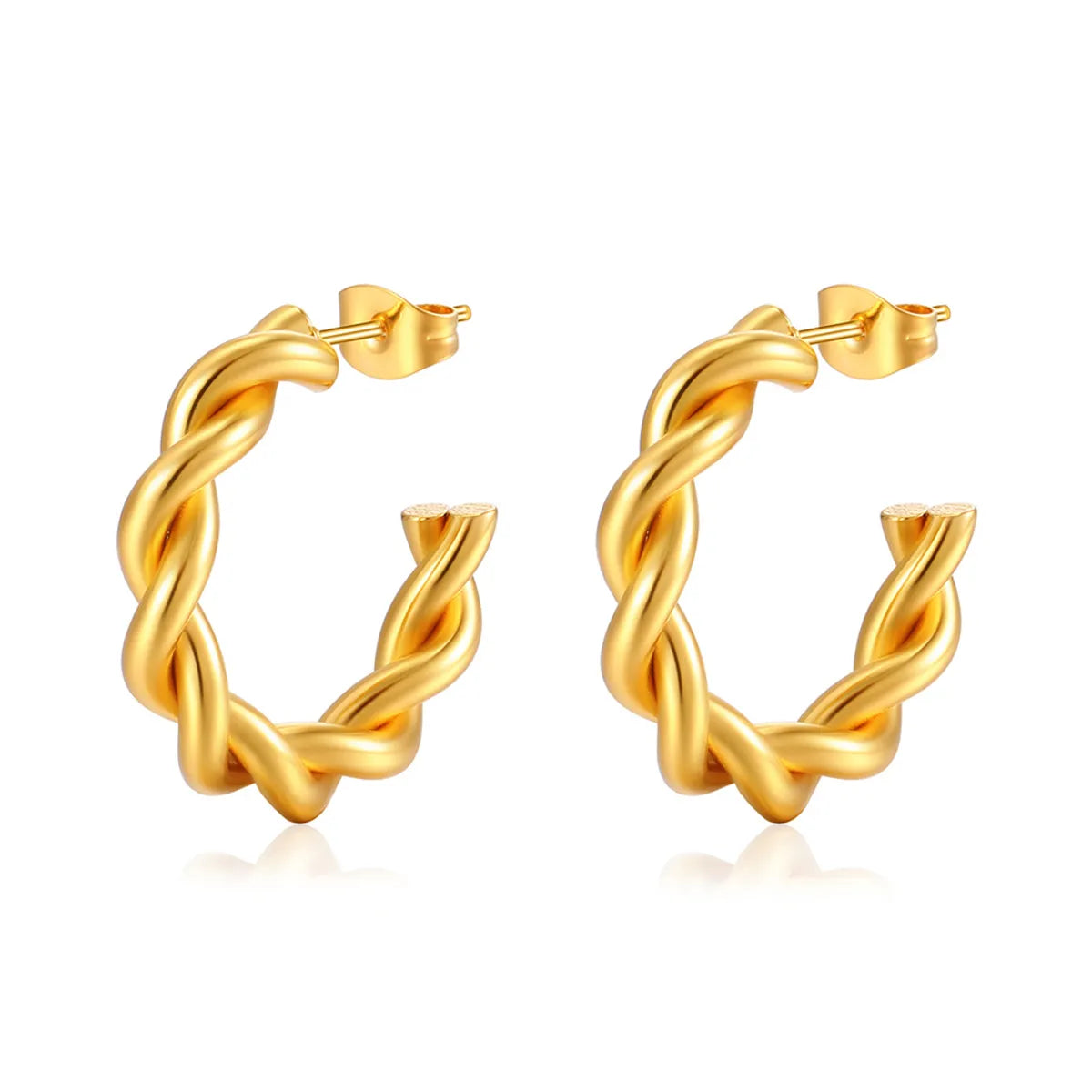 1 Pair Ig Style Twist Plating Stainless Steel 18k Gold Plated Earrings