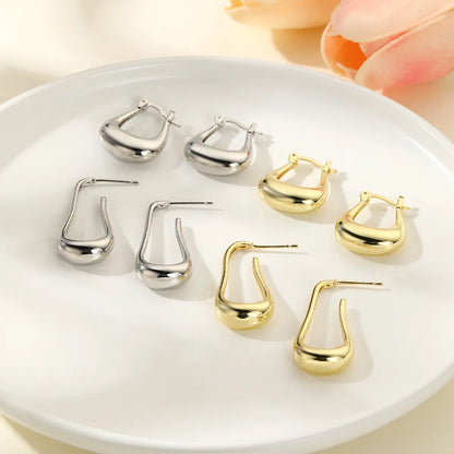 1 Pair IG Style U Shape Copper 18K Gold Plated Earrings