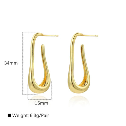 1 Pair IG Style U Shape Copper 18K Gold Plated Earrings