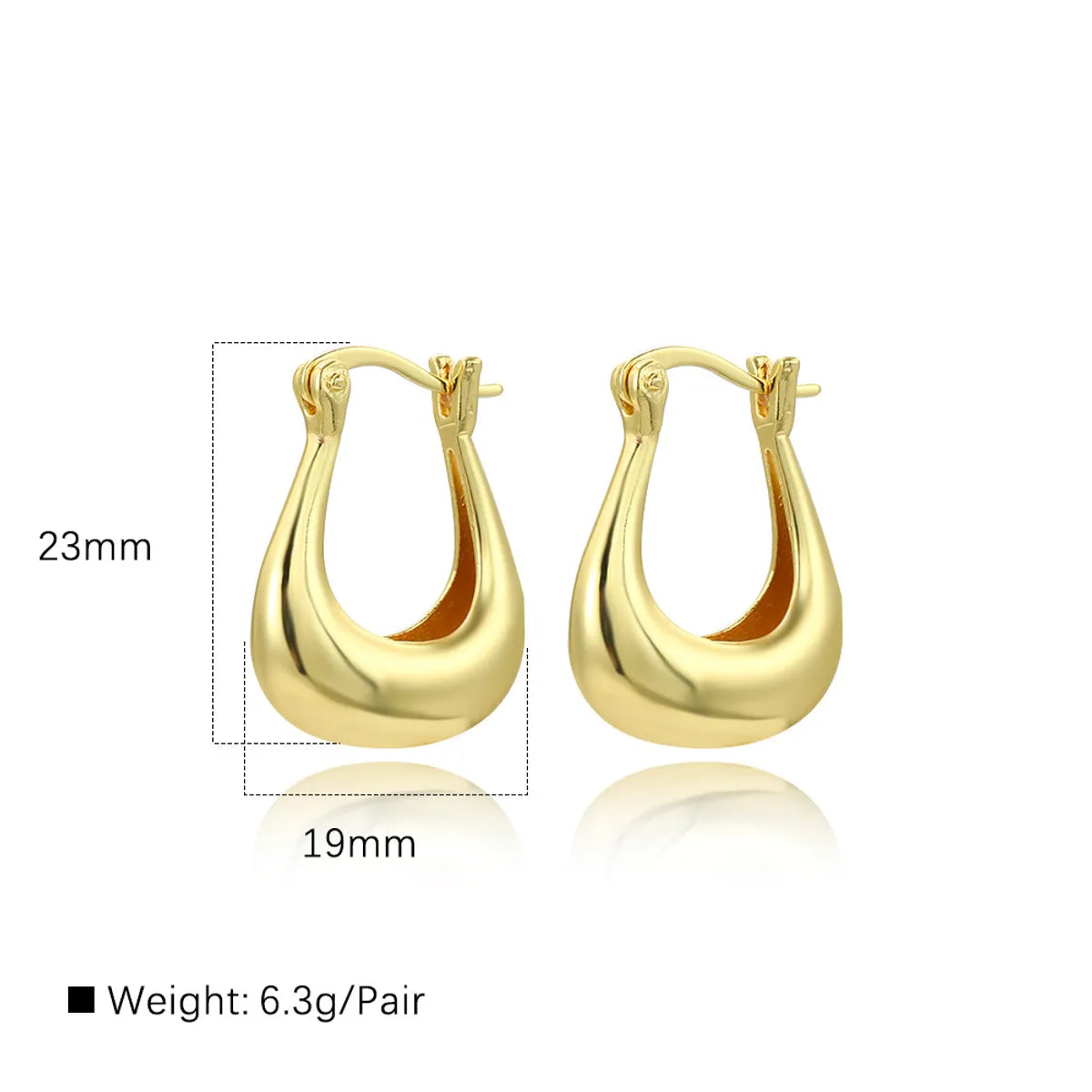 1 Pair IG Style U Shape Copper 18K Gold Plated Earrings