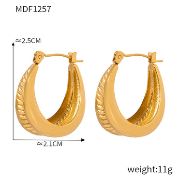 1 Pair IG Style U Shape Patchwork Plating Titanium Steel 18K Gold Plated Hoop Earrings