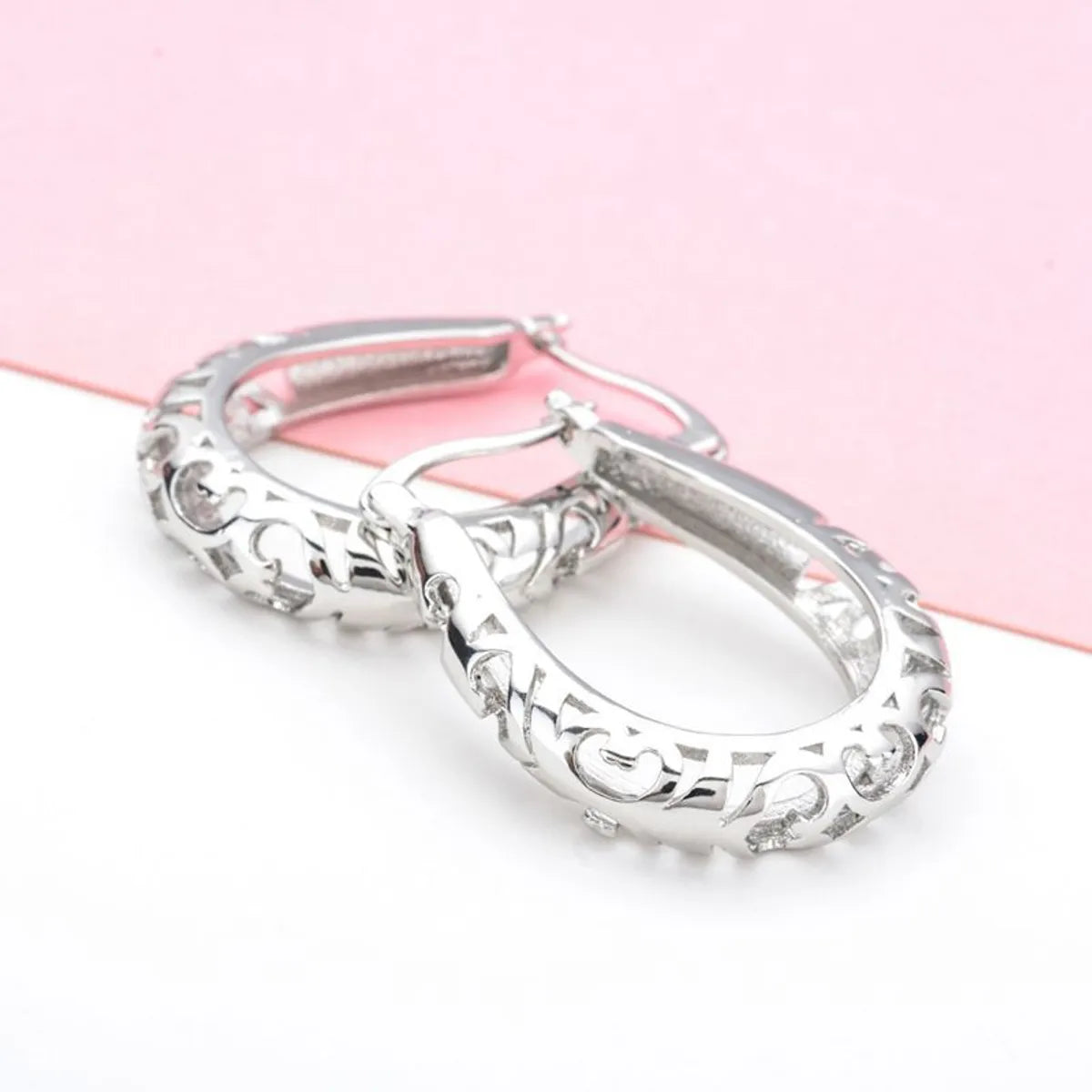 1 Pair Ig Style U Shape Plating Copper White Gold Plated Earrings