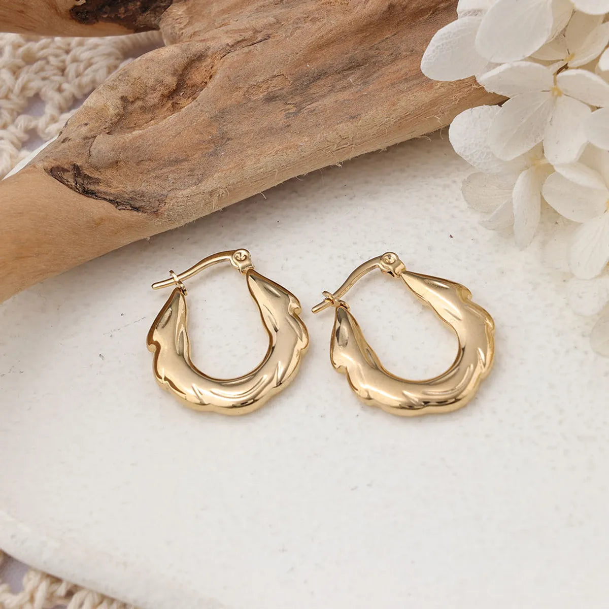 1 Pair Ig Style U Shape Plating Stainless Steel Earrings