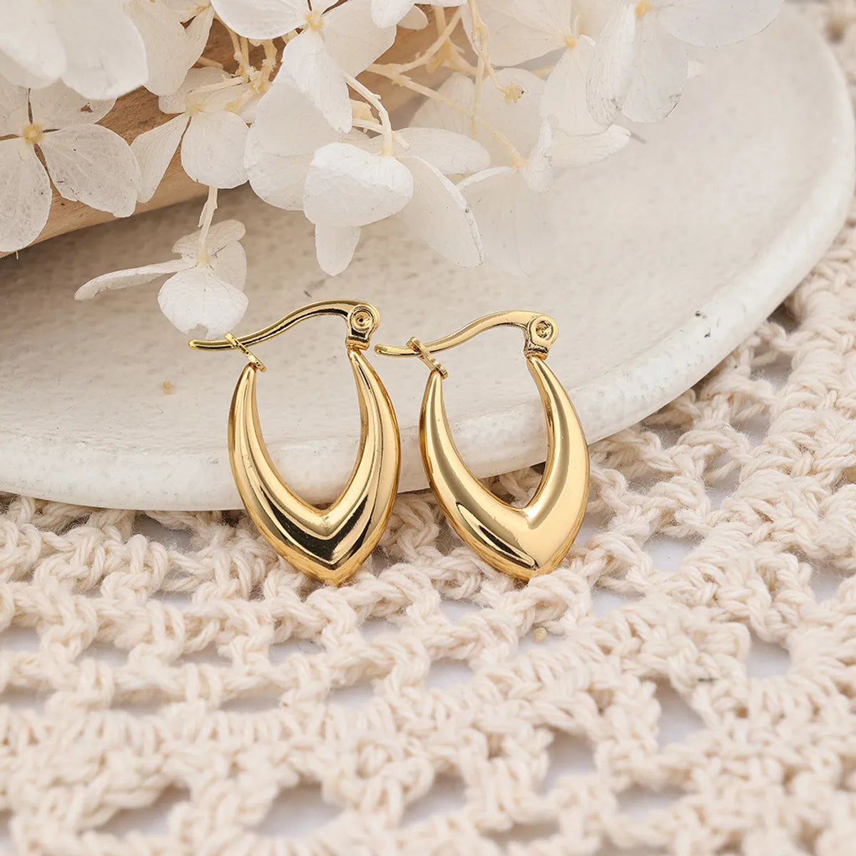 1 Pair IG Style U Shape Plating Stainless Steel Earrings