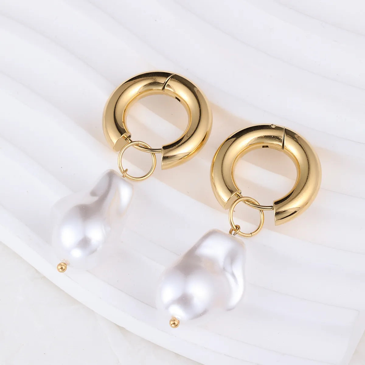 1 Pair IG Style U Shape Plating Stainless Steel Hoop Earrings Ear Studs