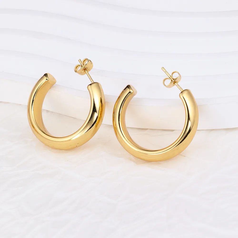 1 Pair IG Style U Shape Plating 304 Stainless Steel Hoop Earrings