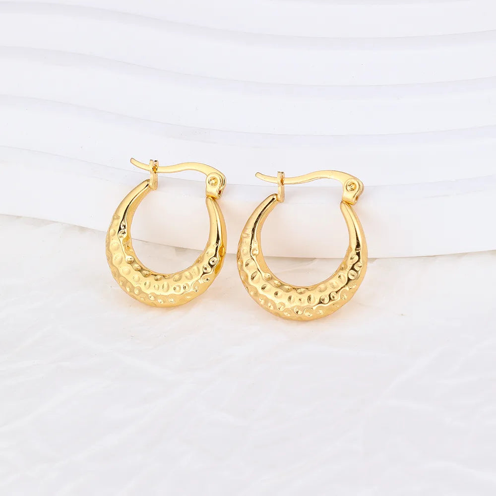 1 Pair IG Style U Shape Plating 304 Stainless Steel Hoop Earrings