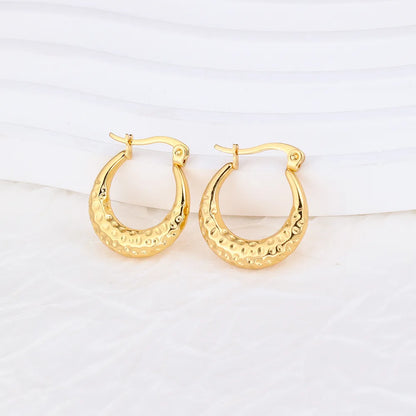 1 Pair IG Style U Shape Plating 304 Stainless Steel Hoop Earrings