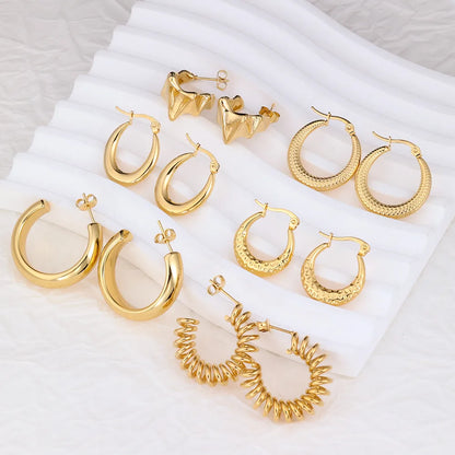 1 Pair IG Style U Shape Plating 304 Stainless Steel Hoop Earrings