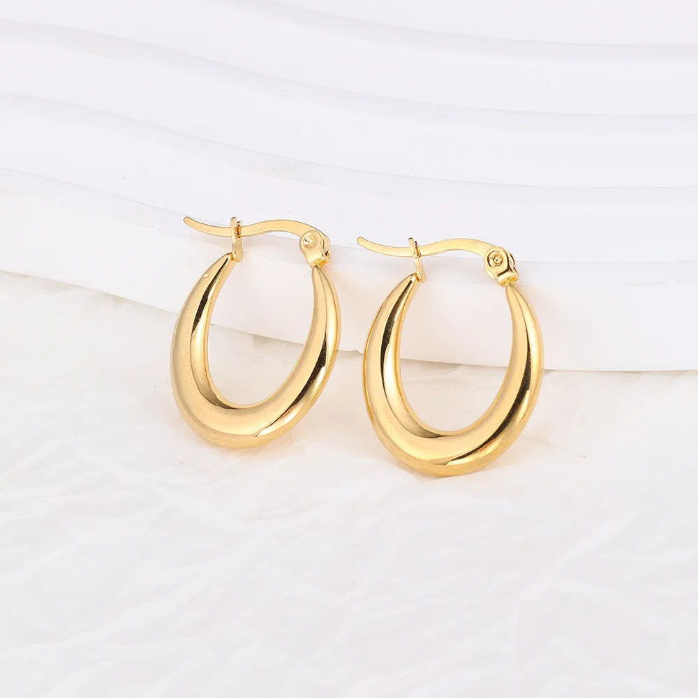 1 Pair IG Style U Shape Plating 304 Stainless Steel Hoop Earrings