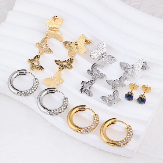 1 Pair IG Style U Shape Plating Stainless Steel Hoop Earrings