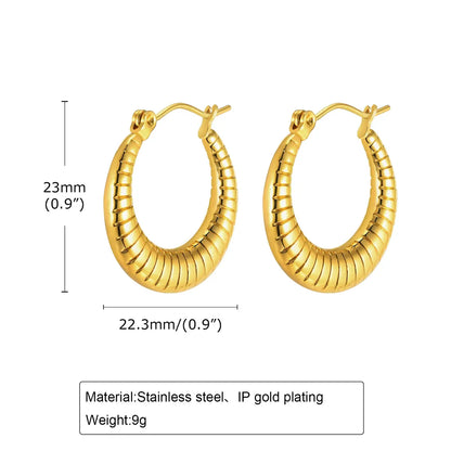 1 Pair IG Style U Shape Stainless Steel 18K Gold Plated Hoop Earrings