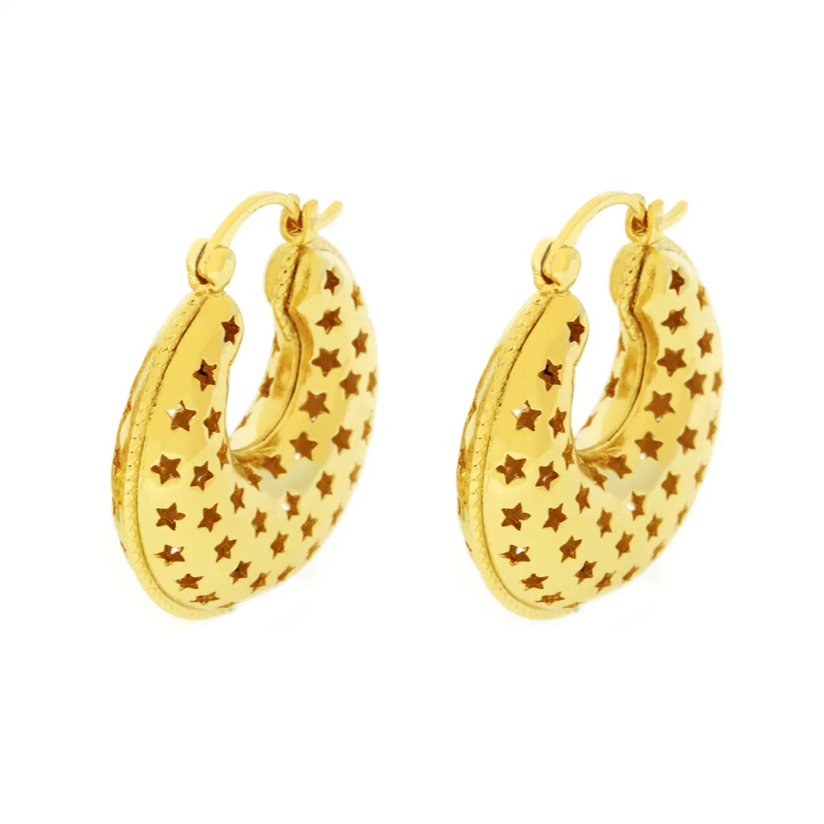 1 Pair Ig Style U Shape Star Plating Hollow Out Copper 18k Gold Plated Earrings