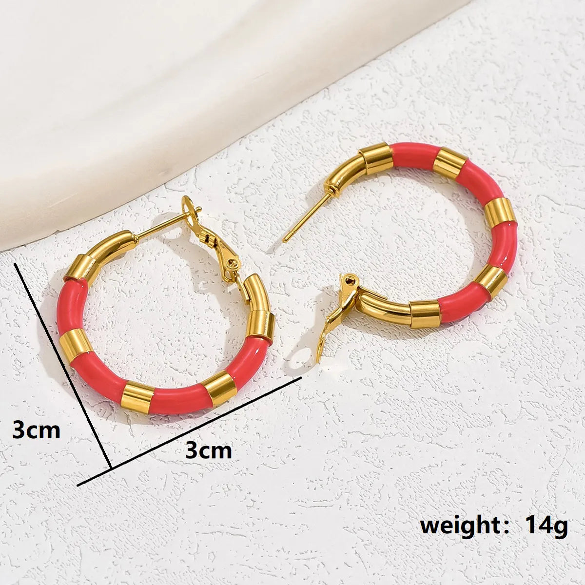 1 Pair IG Style Vacation Commute Solid Color Plating 201 Stainless Steel 18K Gold Plated Hoop Earrings