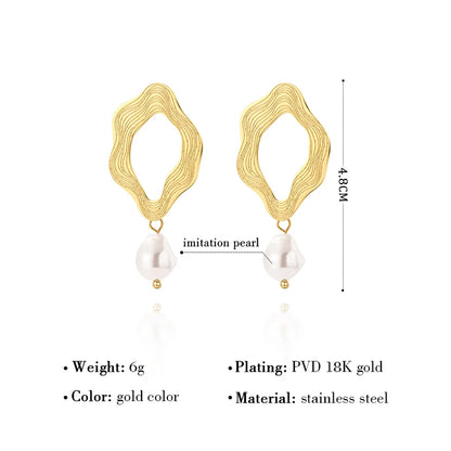 1 Pair Ig Style Vacation French Style Irregular Geometric Plating Stainless Steel Titanium Steel 18k Gold Plated Drop Earrings