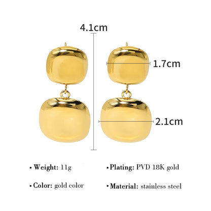 1 Pair IG Style Vacation French Style Square Plating 304 Stainless Steel 18K Gold Plated Drop Earrings