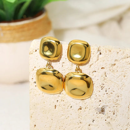 1 Pair IG Style Vacation French Style Square Plating 304 Stainless Steel 18K Gold Plated Drop Earrings