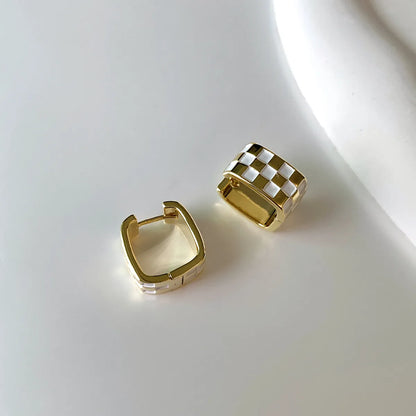 1 Pair IG Style Vacation Lattice Enamel Copper 14K Gold Plated Earrings