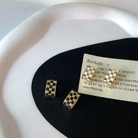 1 Pair IG Style Vacation Lattice Enamel Copper 14K Gold Plated Earrings