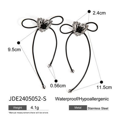 1 Pair IG Style Vacation Simple Style Tassel Bow Knot Inlay 304 Stainless Steel Rhinestones 18K Gold Plated Drop Earrings