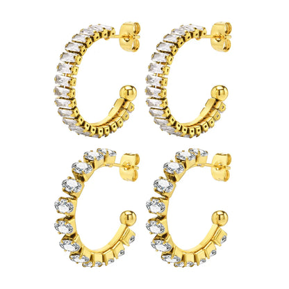 1 Pair Ig Style Vacation Stainless Steel Zircon 18k Gold Plated Earrings