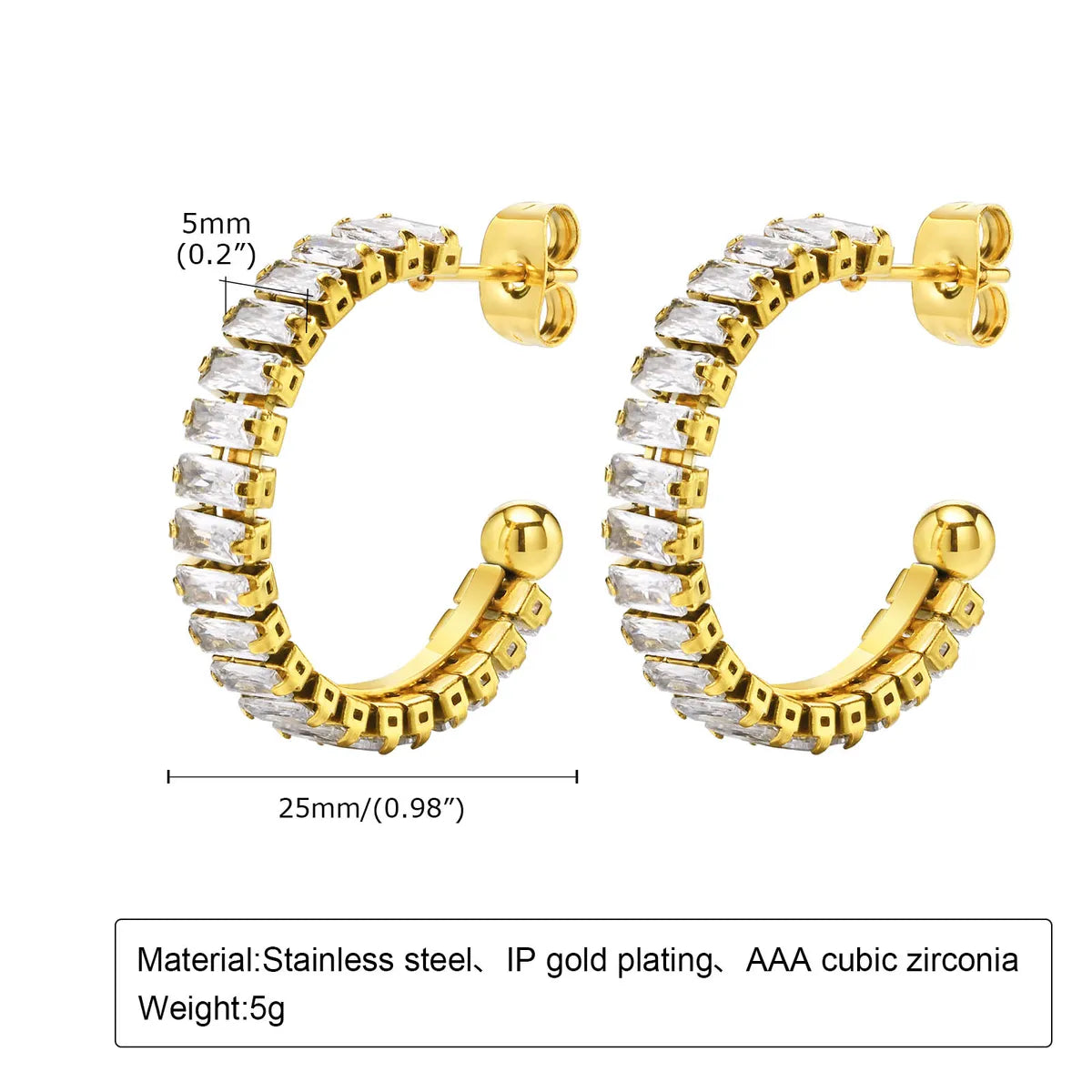 1 Pair Ig Style Vacation Stainless Steel Zircon 18k Gold Plated Earrings