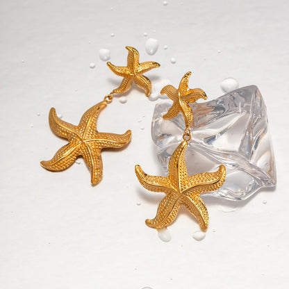 1 Pair IG Style Vacation Starfish Plating 304 Stainless Steel Drop Earrings